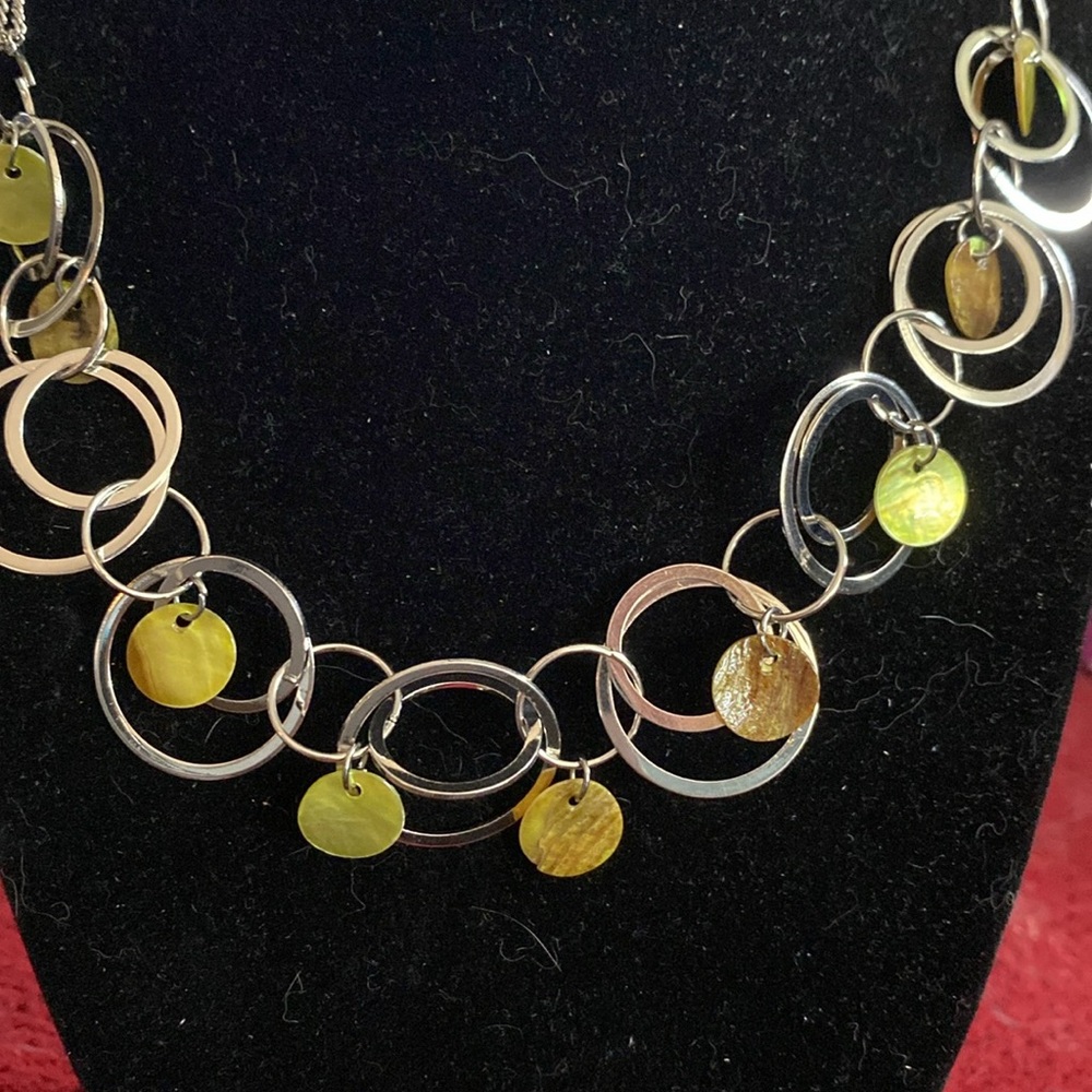 Silver and Yellow Circle Pendant Necklace